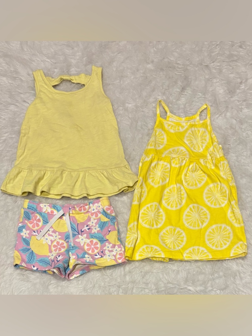 Carter's Set of 2 Bright Summer Outfit & Dress with Citrus Lemon Print
